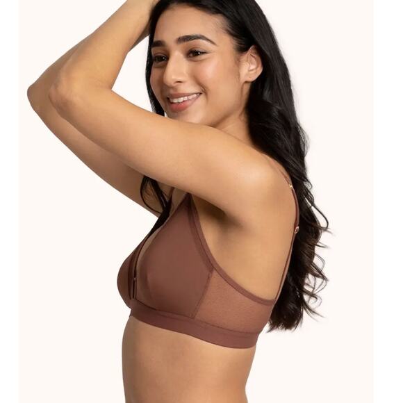 Lively The Mesh Trim Padded Bra Womens Small Umber Brown New Wireless - Picture 2 of 11